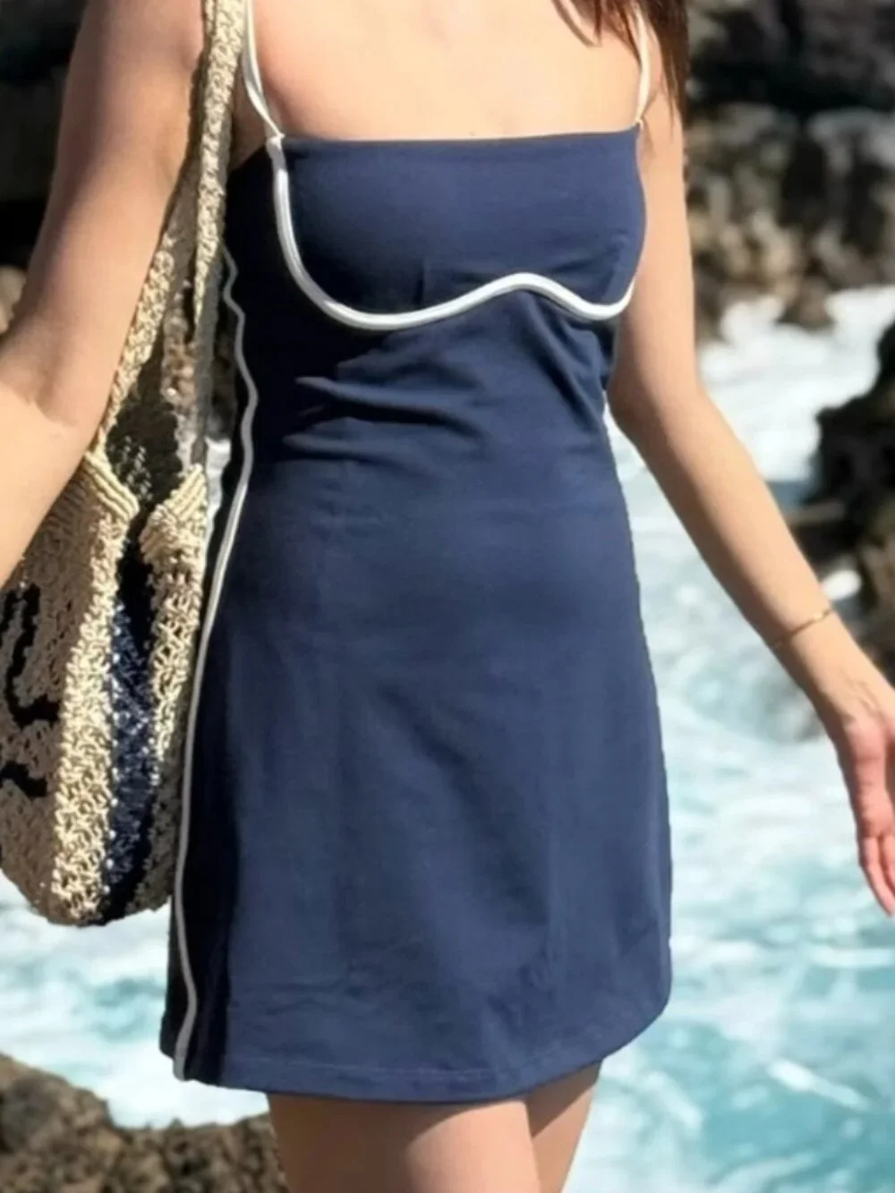 ALO Yoga Summer☀️Streamlined Navy/Ivory M Dress NWT Sports,Tennis,Travel,Daily👙 - Picture 9 of 9